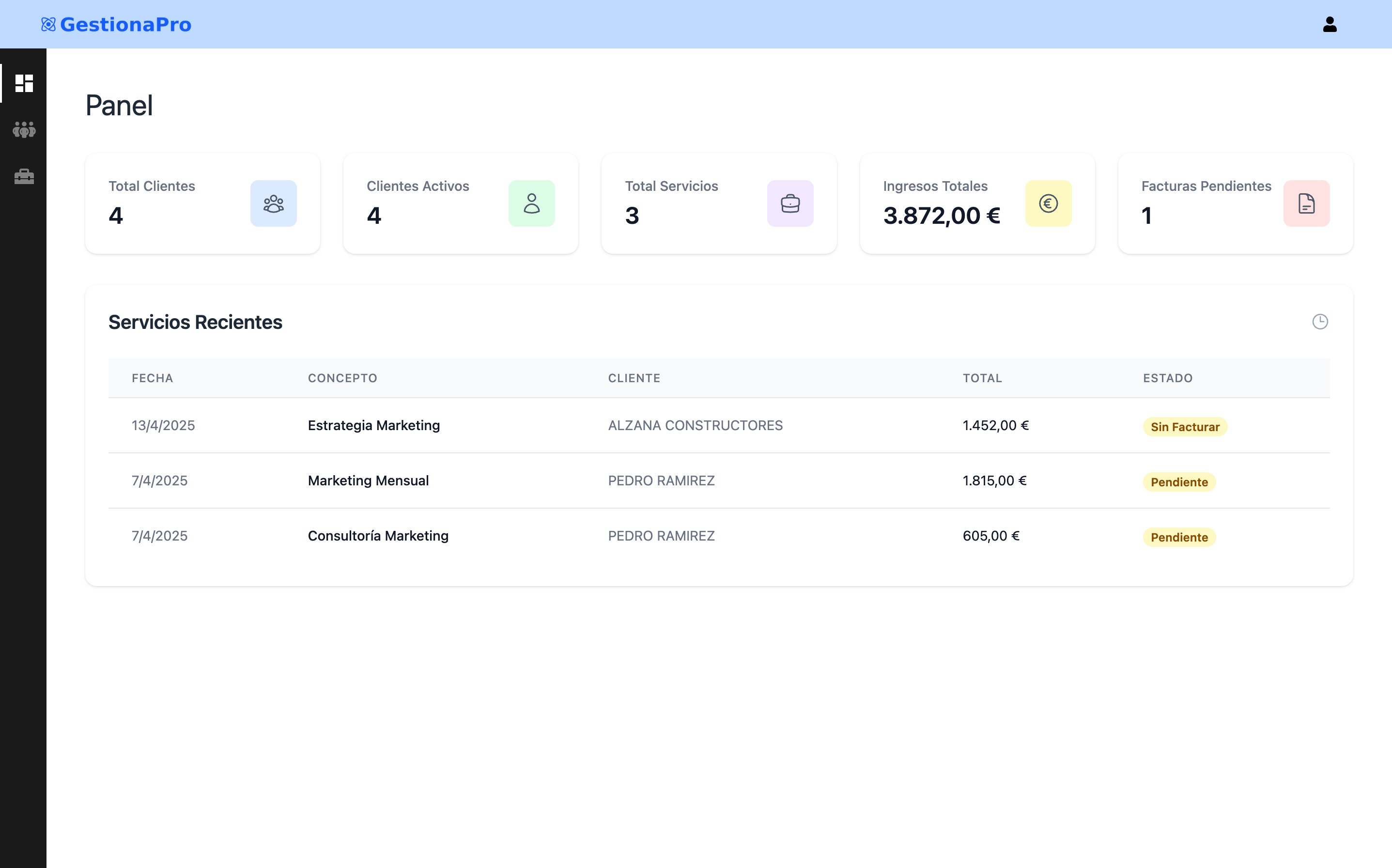 Dashboard de GestionaPro